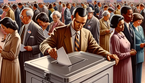 Man Placing Ballot in a Ballot Box - Voters Education