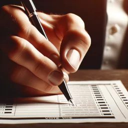 hand marking a ballot